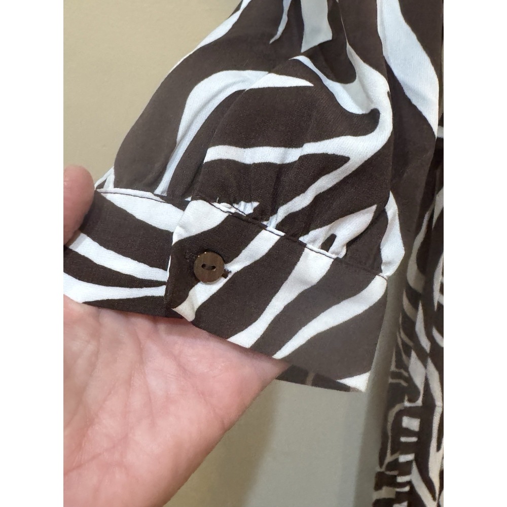 Only Leva Dress15249831 Brown Zebra Belted Shirtdress Size Large Midi - Picture 4 of 11